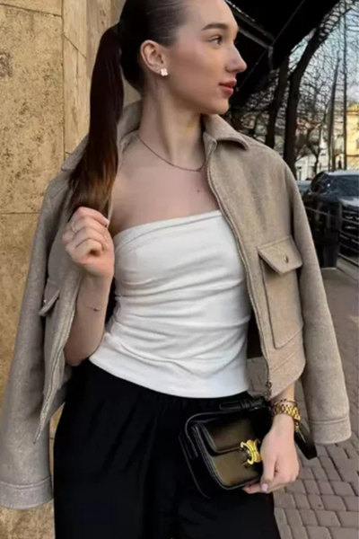 Dam Jacka Cropped Dragkedja