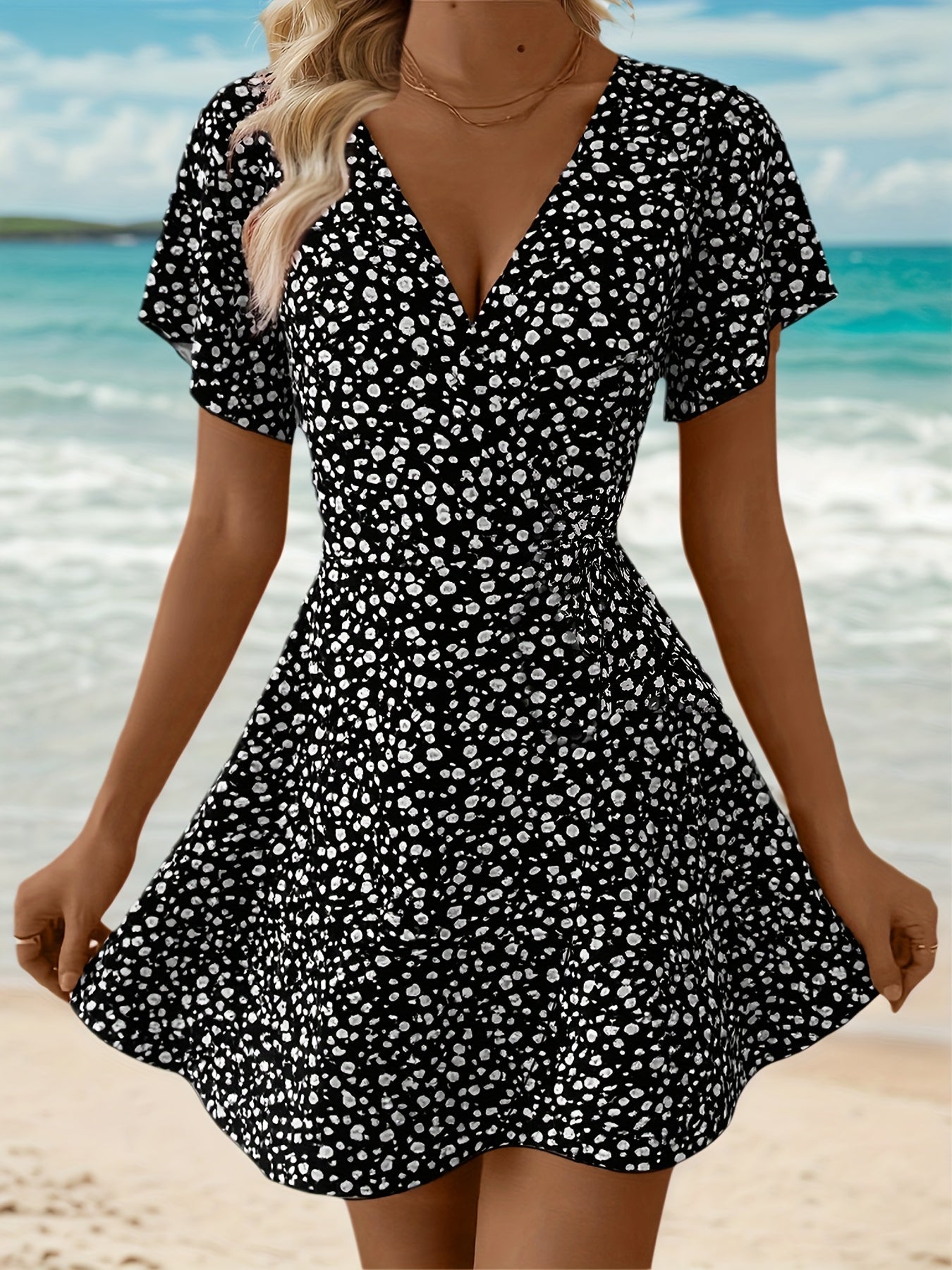 Dam Sommarklänning Kortärmad Omlott